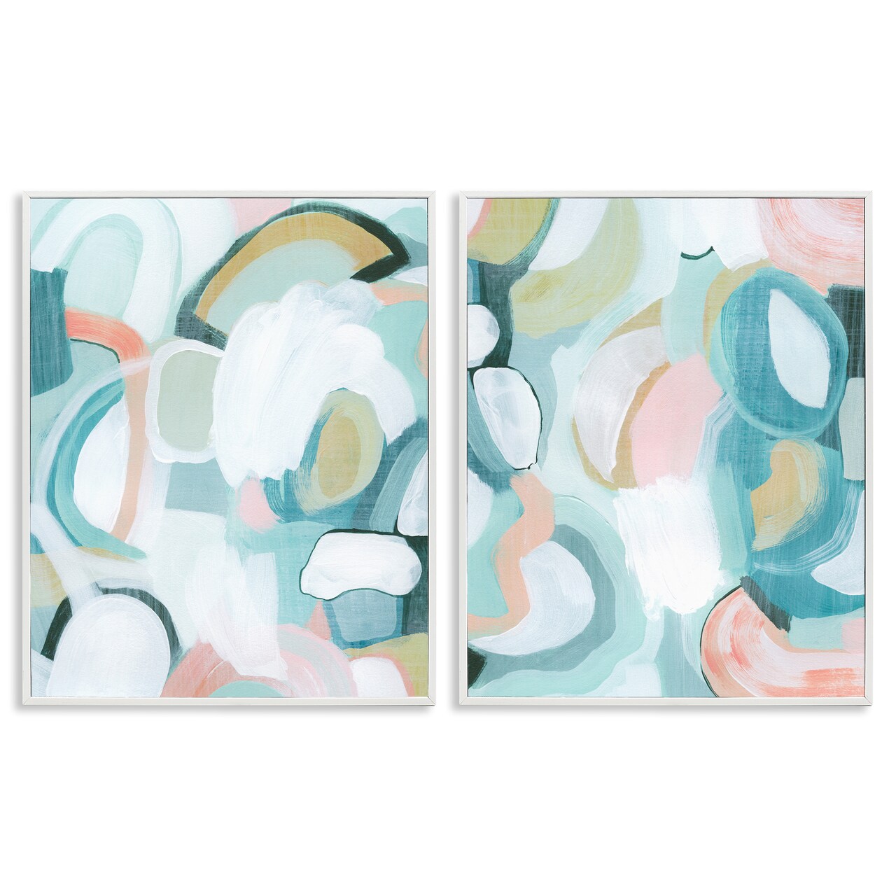 Stupell Industries Pastel Pink & Blue 2pc Framed Giclee Wall Art Set Design by Grace Popp